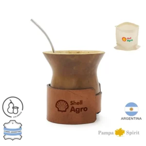 mate alazan (calabaza + cinturon de cuero)